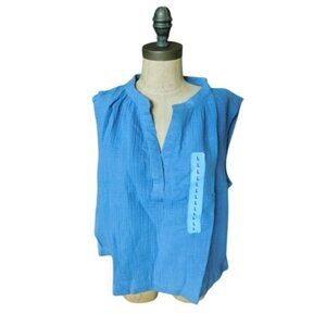 DKNY Size L Large Gauzy Cropped Blouse Top NWT $49